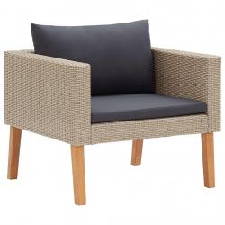 Canapé simple de jardin avec coussins Résine tressée Beige