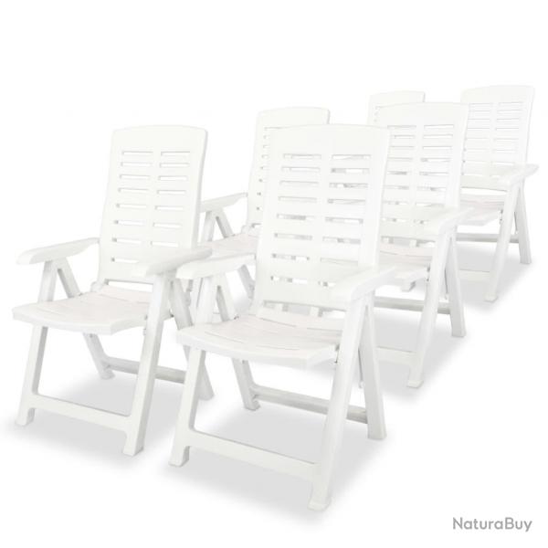 Chaises inclinables de jardin lot de 6 Plastique Blanc