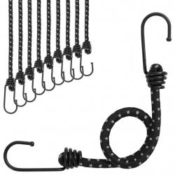 Cordes élastiques avec bandes réfléchissantes et crochets 10pcs