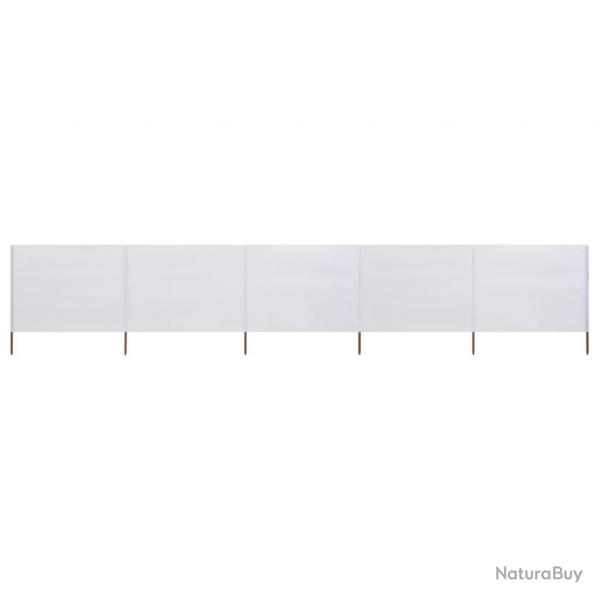Paravent 5 panneaux Tissu 600 x 160 cm Blanc sable