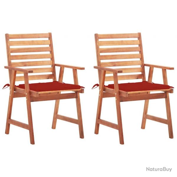 Chaises  manger d'extrieur lot de 2 et coussins Acacia massif