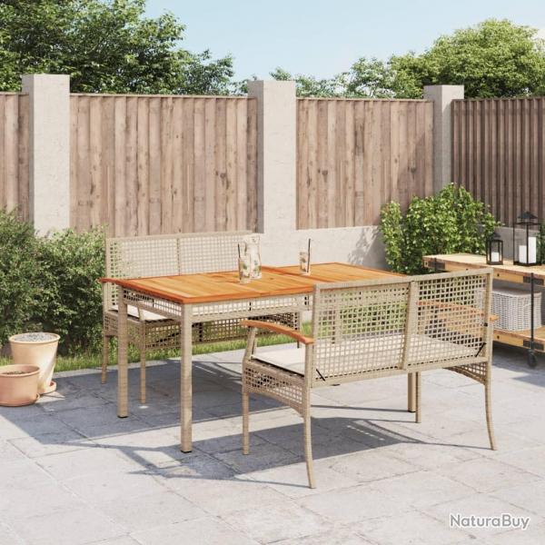 Ensemble  manger de jardin et coussins 3 pcs Beige poly rotin