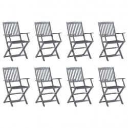 Chaises pliables d'extérieur lot de 8 et coussins Bois d'acacia