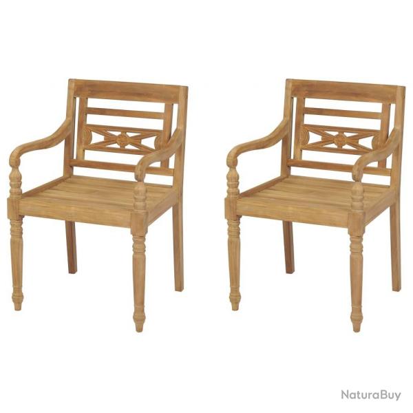 Chaises Batavia lot de 2 Bois de teck solide