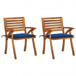 Chaises à manger de jardin avec coussins lot de 2 Acacia massif