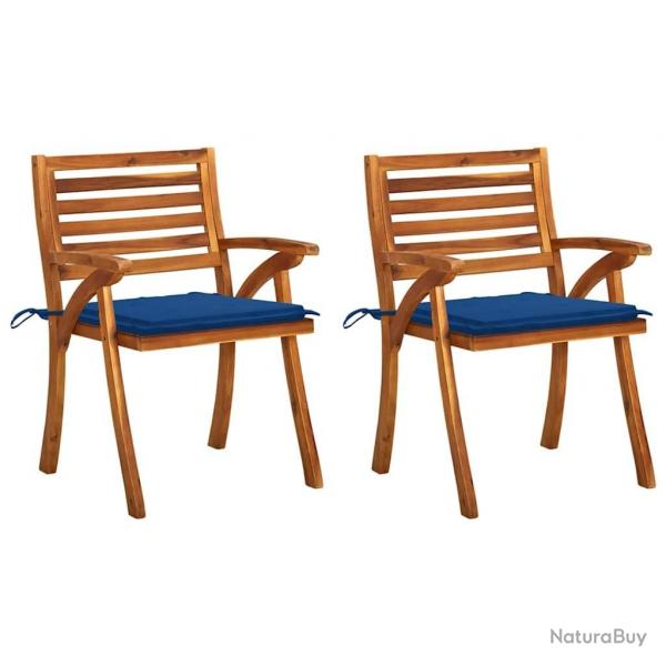 Chaises  manger de jardin avec coussins lot de 2 Acacia massif