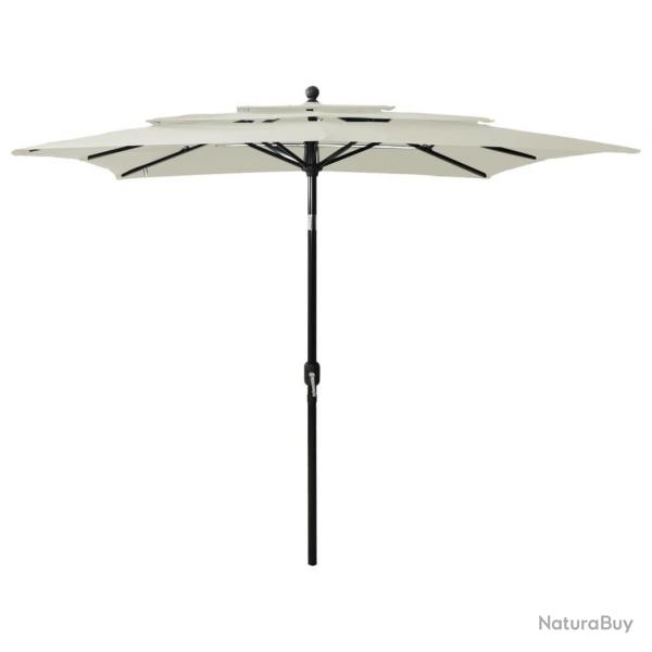 Parasol de jardin  3 niveaux avec mt en aluminium sable
