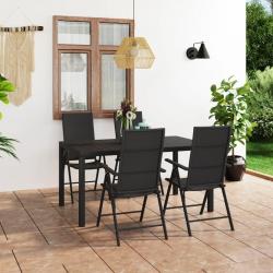 Ensemble à manger de jardin 5 pcs noir