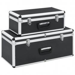 Boîtes de rangement 2 pcs Noir Aluminium