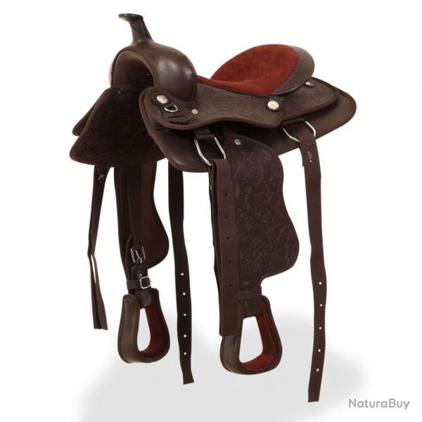 Selle, bridon et col de poitrine Cuir vritable 13 po Marron