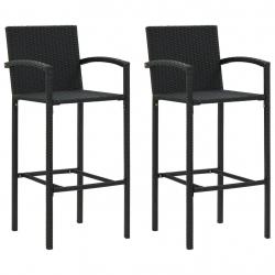 Tabourets de bar lot de 2 noir résine tressée