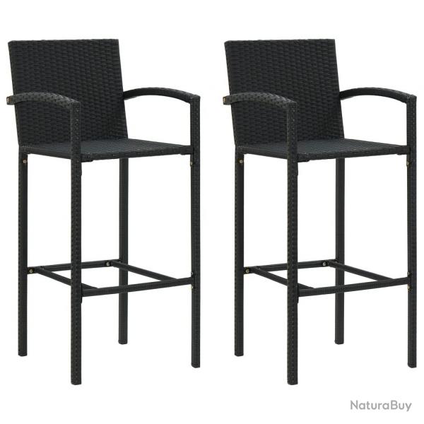 Tabourets de bar lot de 2 noir rsine tresse