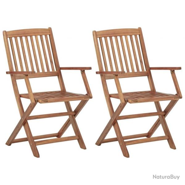 Chaises pliables d'extrieur lot de 2 Bois d'acacia solide