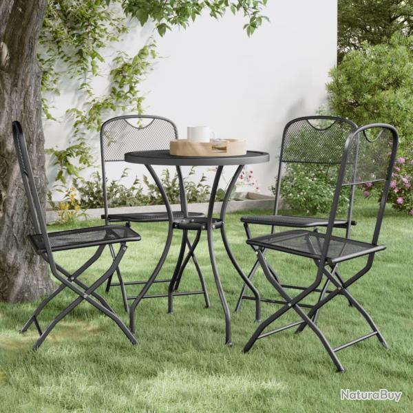 Chaises pliables jardin lot de 4 Maille mtallique Anthracite
