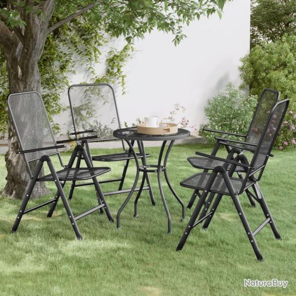 Chaises pliables jardin lot de 4 Maille mtallique Anthracite