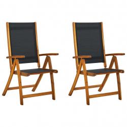 Chaises pliables de jardin lot de 2 Bois d'acacia et textilène