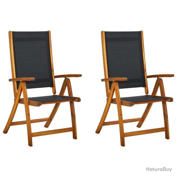 Chaises pliables de jardin lot de 2 Bois d'acacia et textilne