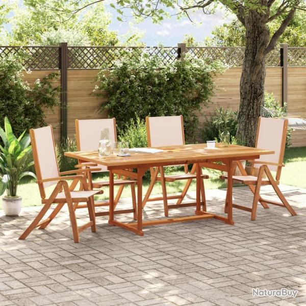 Chaises pliables de jardin lot de 4 bois d'acacia et textilne