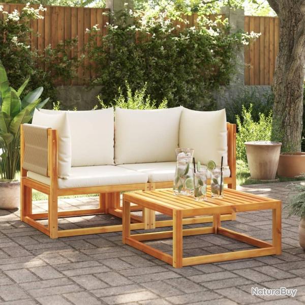 Canaps d'angle de jardin et coussins 2pcs bois massif d'acacia