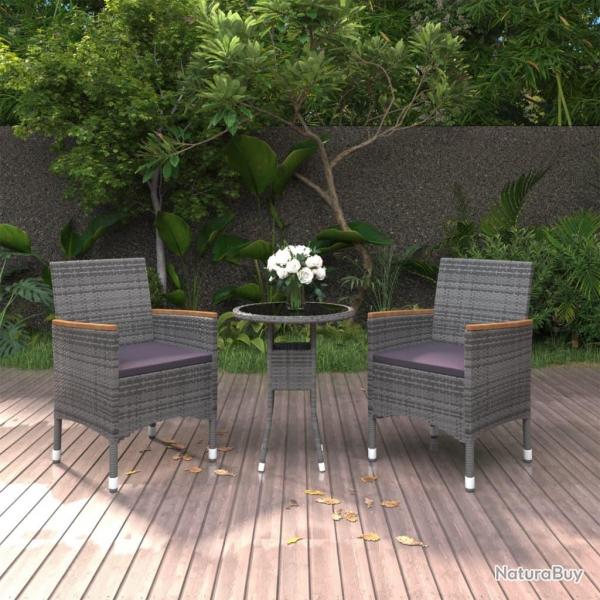 Ensemble  manger de jardin 3 pcs Rsine tresse Gris