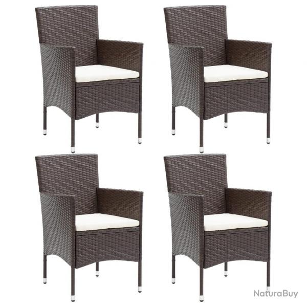 Chaises  manger de jardin lot de 4 Rsine tresse Marron