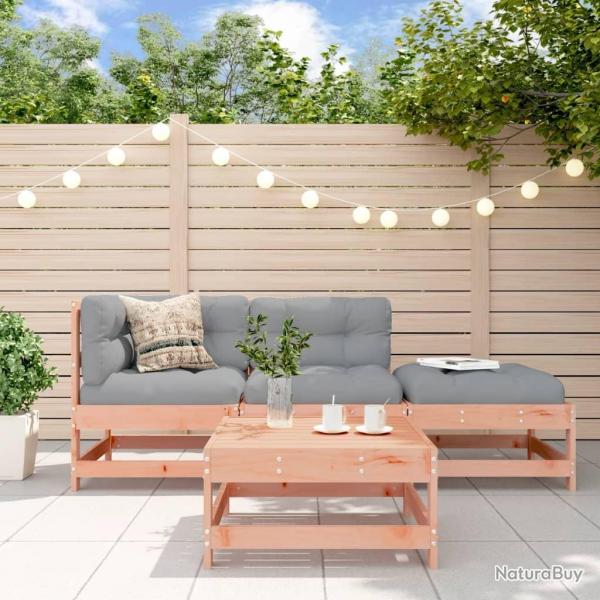 Salon de jardin 4 pcs avec coussins bois massif douglas