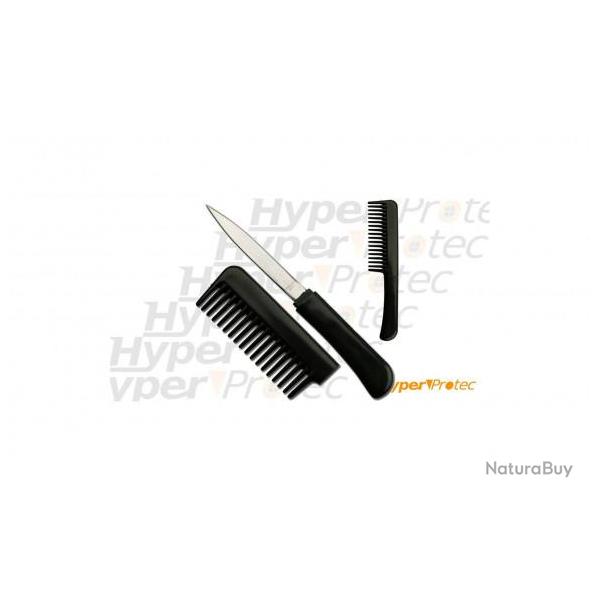 Peigne  cheveux noir self defense avec couteau cach
