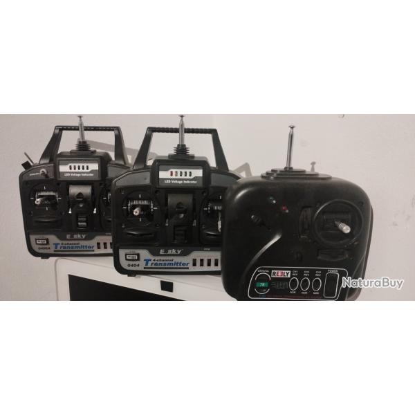 Radiocommande RC E-SKY et RE3LY lot modlisme kyosho Futaba T2M avion bateau voiture