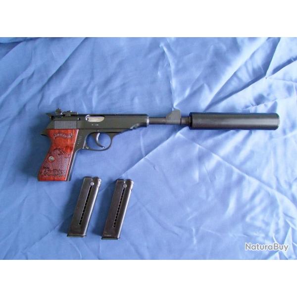 Pistolet Walther Manurhin PPSport 22lr avec adaptateur pour modrateur de son