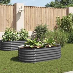 Lit surélevé de jardin 160x80x44 cm Acier galvanisé Gris