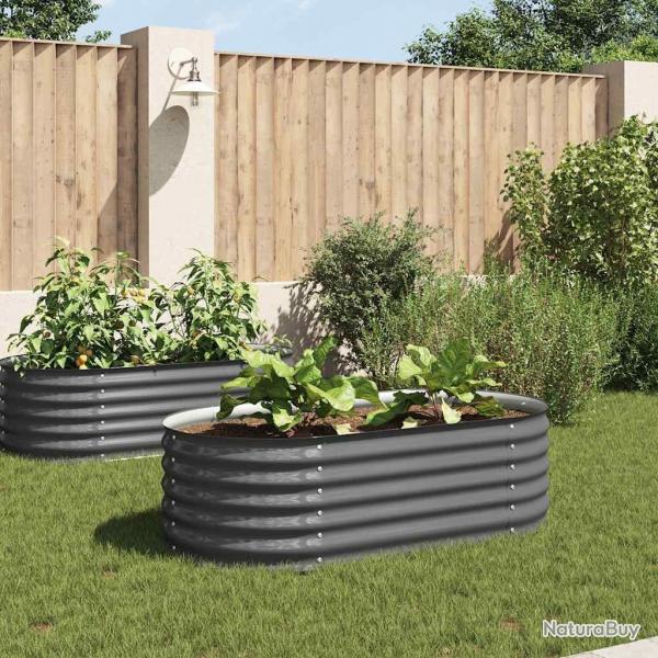 Lit surlev de jardin 160x80x44 cm Acier galvanis Gris