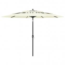 Parasol de jardin à 3 niveaux avec mât en aluminium sable 3 m