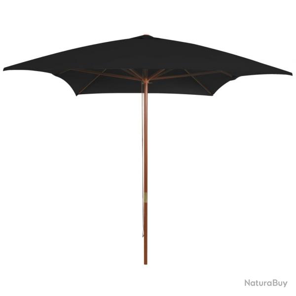 Parasol de jardin avec mt en bois noir 200x300 cm