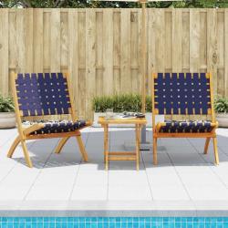 Chaises pliables de jardin lot de 2 avec table bleu foncé bois