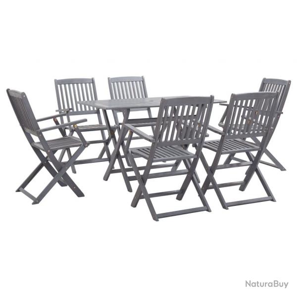 Ensemble  manger de jardin 7 pcs Bois d'acacia massif Gris