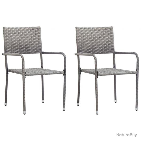 Chaise  dner de jardin empilable lot de 2 gris rsine tresse