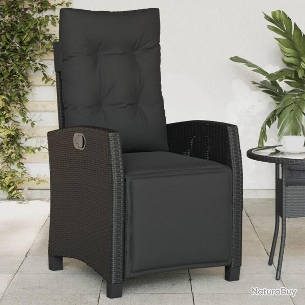 Chaise inclinable de jardin et repose-pied noir rsine tresse