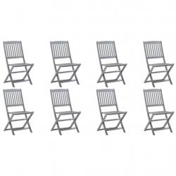 Chaises pliables d'extérieur lot de 8 Bois d'acacia solide
