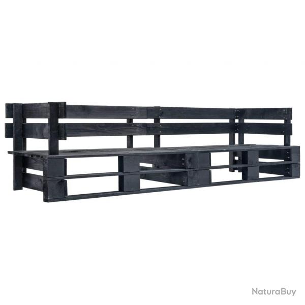 Canap palette  2 places de jardin noir bois