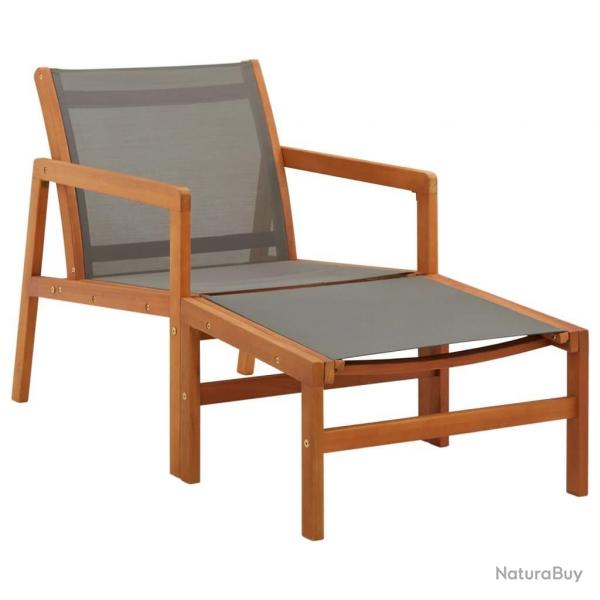 Chaise de jardin et repose-pied Gris Eucalyptus et textilne