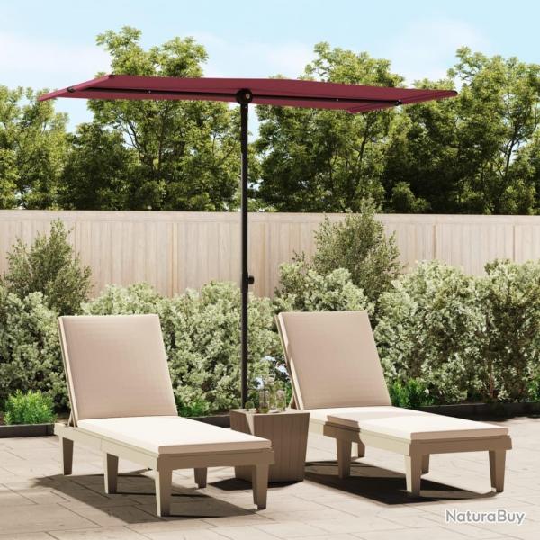 Parasol de jardin et mt en aluminium 180x110 cm rouge bordeaux