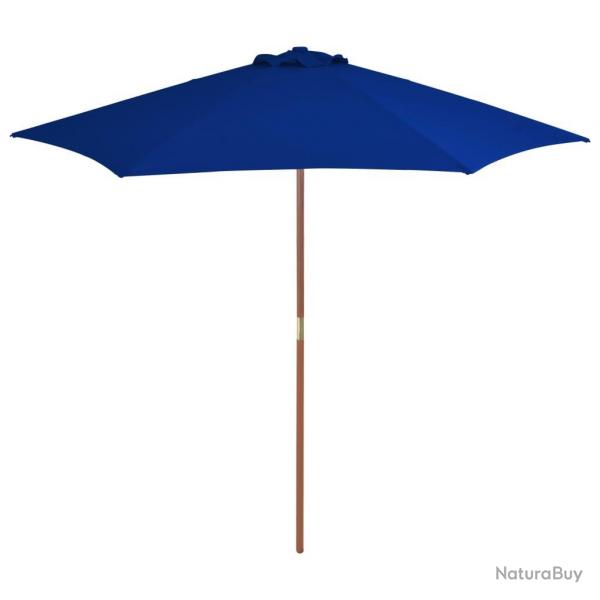 Parasol de jardin avec mt en bois bleu 270 cm