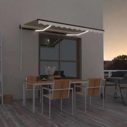Auvent manuel rétractable avec LED 350x250 cm Crème