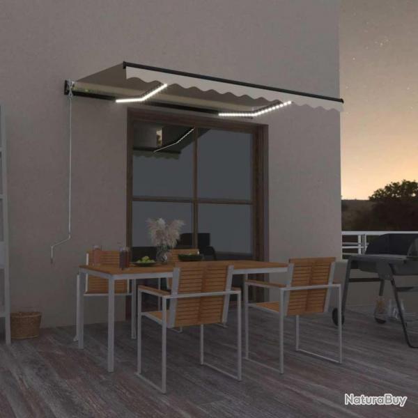 Auvent manuel rtractable avec LED 350x250 cm Jaune et blanc
