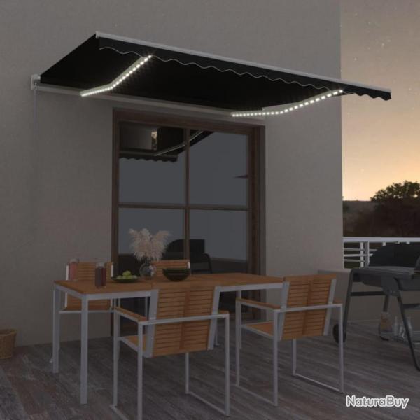 Auvent manuel rtractable avec LED 450x300 cm Anthracite