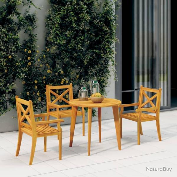 Chaises  manger d'extrieur lot de 3 Bois d'acacia massif