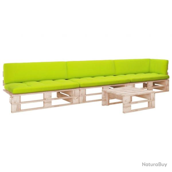 Salon de jardin palette 4pcs avec coussins Bois de pin imprgn