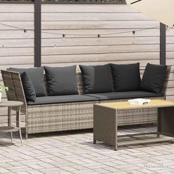 Canap de jardin et coussins gris clair rsine tresse