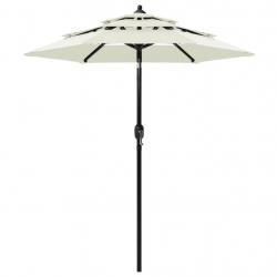Parasol de jardin à 3 niveaux avec mât en aluminium sable 2 m