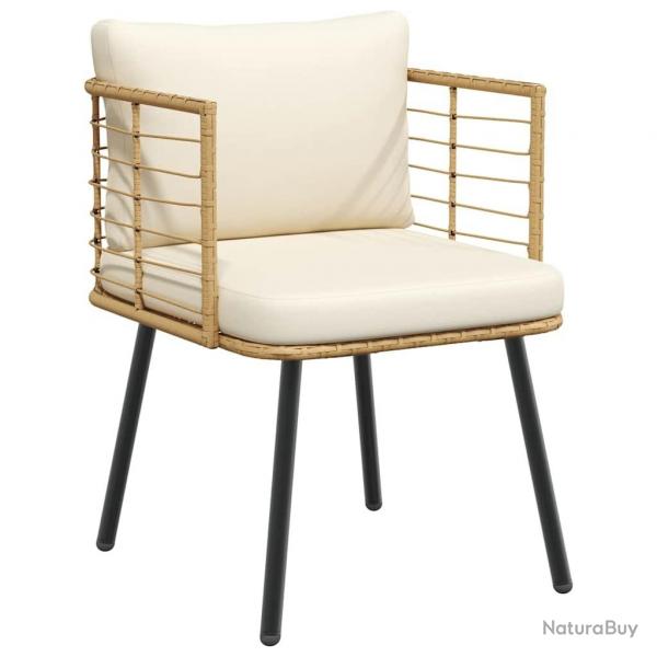 Chaise de jardin avec coussins naturel rsine tresse